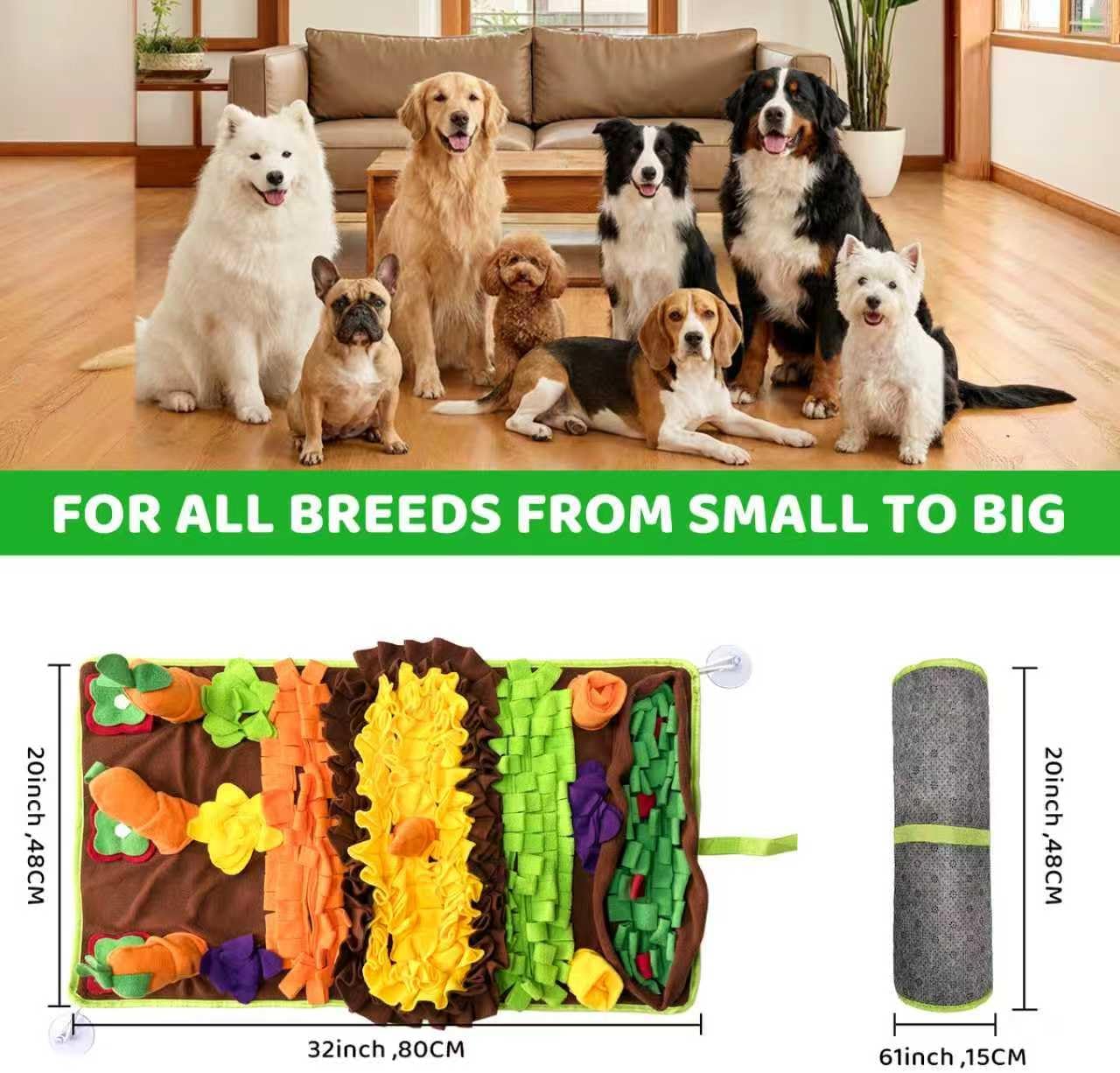 Snuffle Mat for Dogs Large Breed - Interactive Dog Toys for Boredom - Sniff mat - Mental Stimulation - Enrichment Toys- Slow Feed- Washable & Foldable (B, Large)