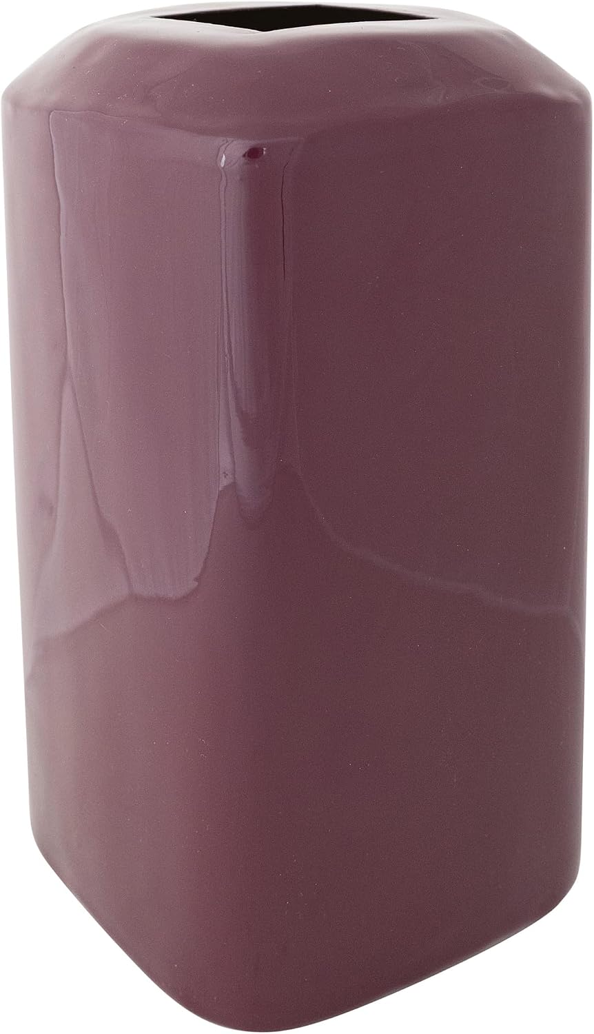 Creative Co-Op Square Enameled Metal Vase, Burgundy Finish