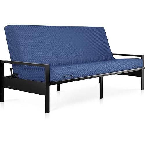 Milliard Full Size Futon Mattress, Navy, 71 x 52 x 6 Inch, Memory Foam Futon Mattress Full Size, CertiPUR-US, Comfy Sofa Bed, Couch, Removable Washable Hypoallergenic Cover, Frame Not Included
