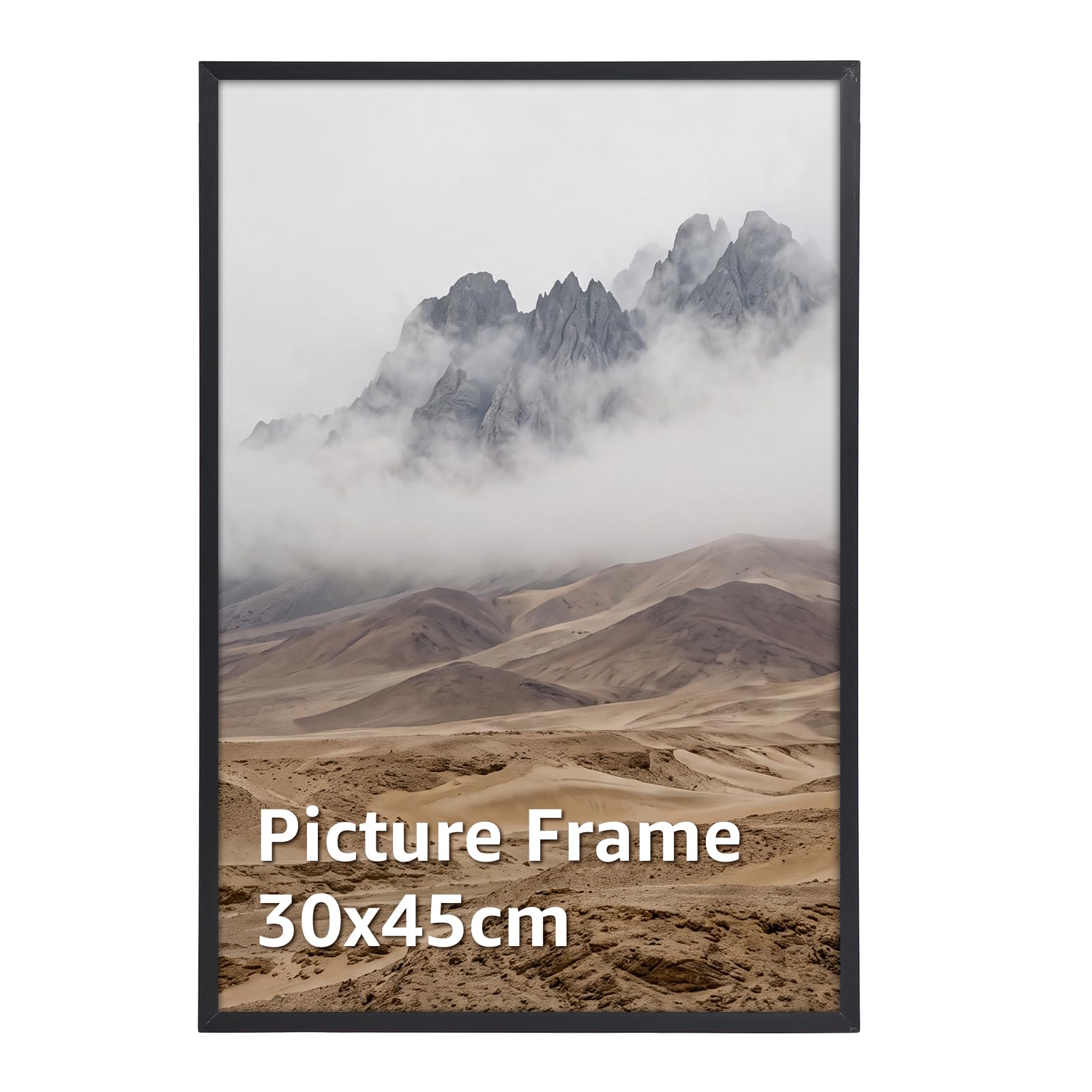 Giftgarden Black Aluminium 30x45cm Picture Frame with Anti-Mould Backing, 18x12 inch Picture Frame for Posters, Art Prints, Certificates, Horizontal or Vertical Hanging for Home Office Decor