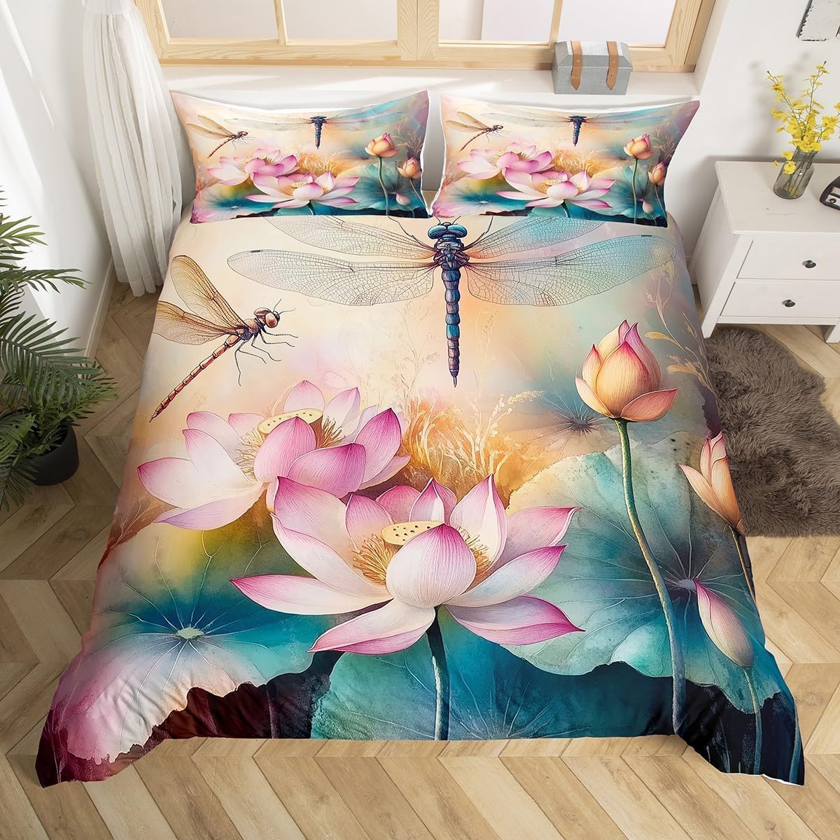 Housse de couette 240x260 fleur de lotus pour apaiser vos nuits et embellir votre lit
