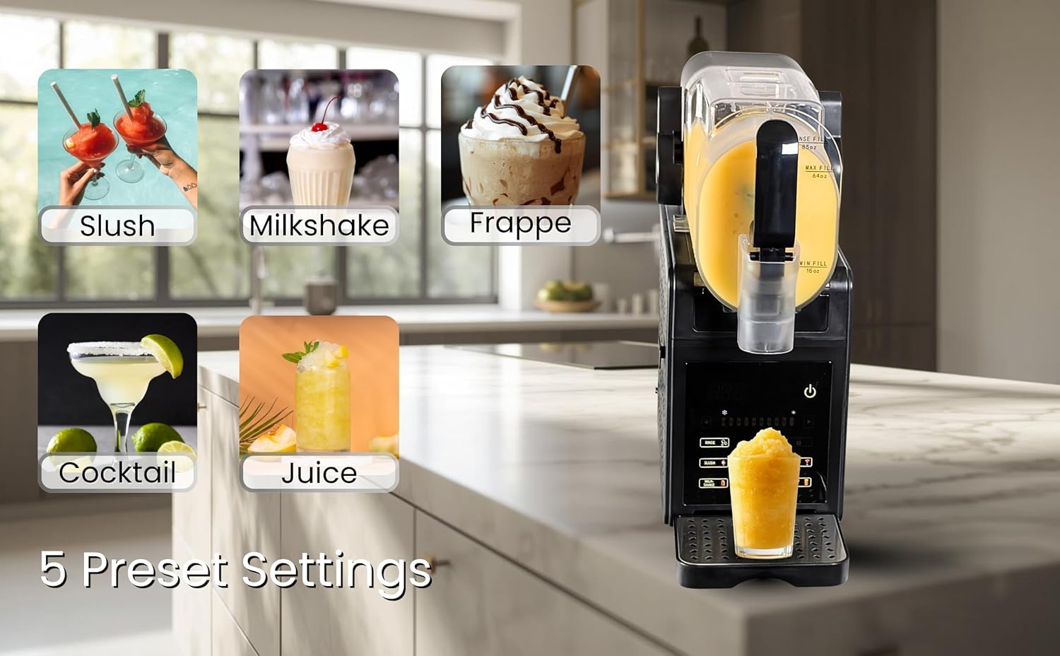 Frozen Drink Maker with RapidChill™ Technology – 85 oz Vessel, 64 oz Max Fill – Slushie, Margarita, Smoothie & Frozen Cocktail Machine, No Ice Needed