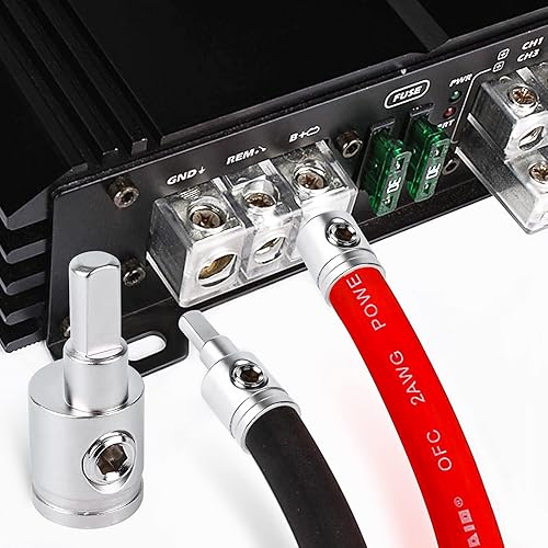 Miniatura 5 de Reductor de entrada de amplificador calibre 0 a 4 (4 piezas) Audio estéreo para automóvil AWG Pin Power Reductor de cable de tierra 4PCS..