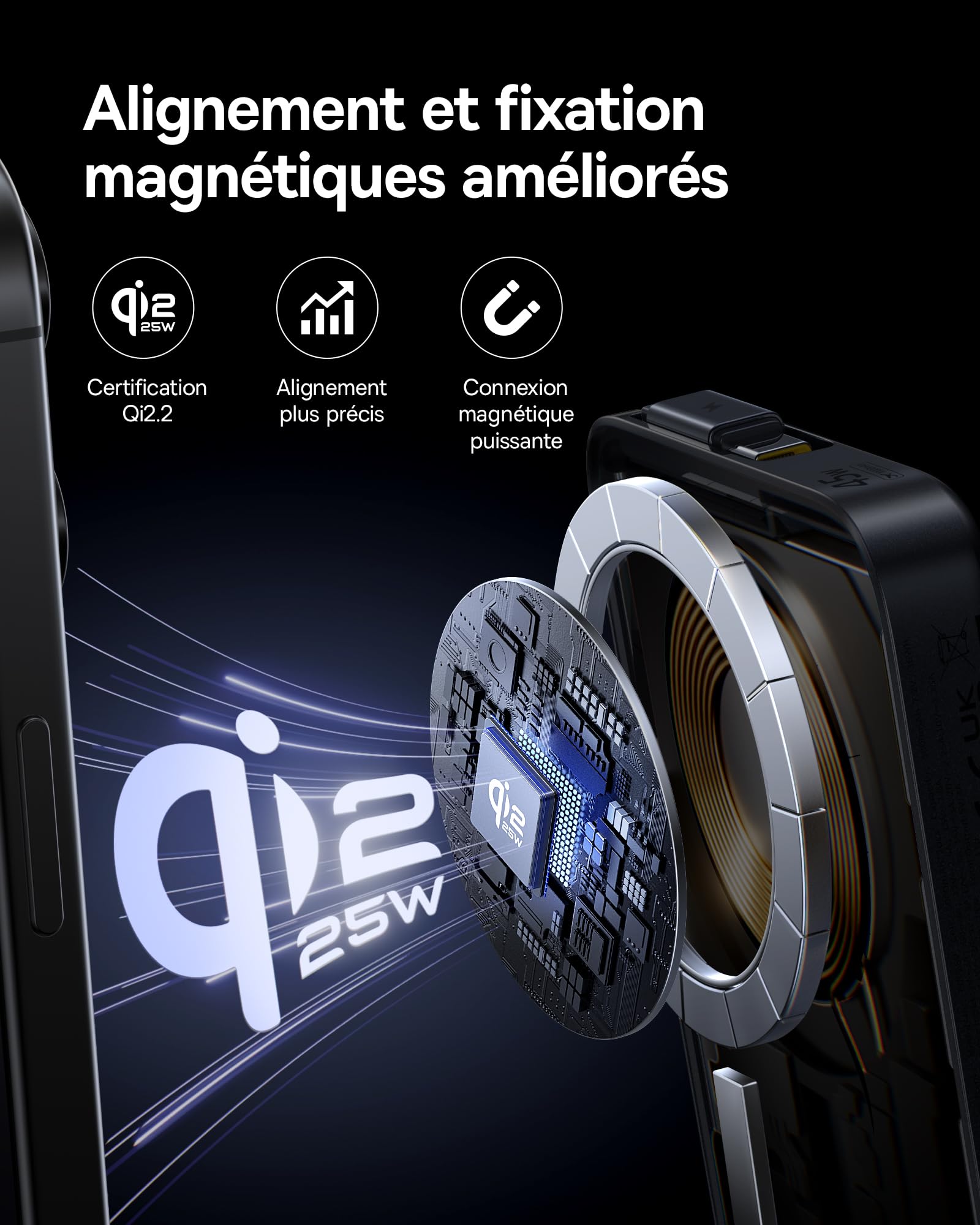 Baseus PicoGo Qi2.2 Certifiée Batterie Externe Magsafe, PD USB-C 45W, Power Bank Magnétique sans Fil 25W, Batteria Magsafe 2 * 5000mAh Compatibile avec iPhone 17/16/15/14/13/12/Pro/Pro Max Series