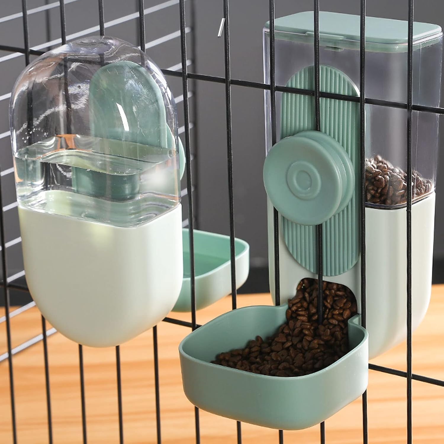 Self Refilling Pet Feeder Set, Cage Mounted Food Water Dispenser with Spill Proof Bowls, Reliable Small Animal Feeding Station for Guinea Pigs Hedgehogs