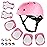 WayEee Kids Bike Helmet Set Skateboard Knee Pads, 7PCS Protective Gear Adjustable for Girls Boys 3-10 Age Elbow Pads Wrist Guards for Outdoor Sports Cycling Bike Roller Skating Scooter, Youth, Pink