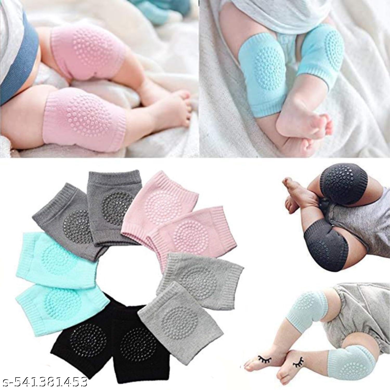 Baby Knee Pads Protector Toddler Leg for Crawling,Anti-Slip Padded Stretchable Elastic Cotton Soft Breathable Comfortable Knee Cap Safety Protector, Multicolor (Pack of 5 pair) 3