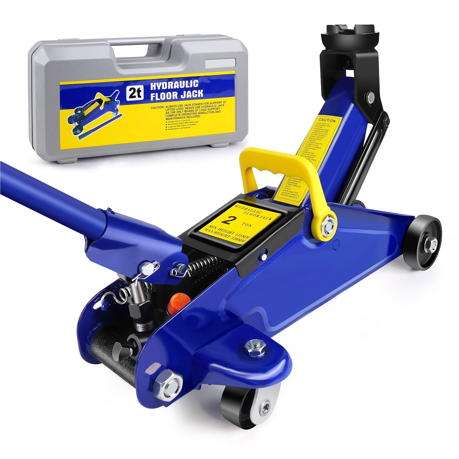 Cric a pantografo Martinetto da Pavimento a Basso Profilo da 2 tonnellate, Carrello Idraulico Cric Auto Cric a Forbice | Ruote con manico lungo Jack, sollevamento da 4000 libbre