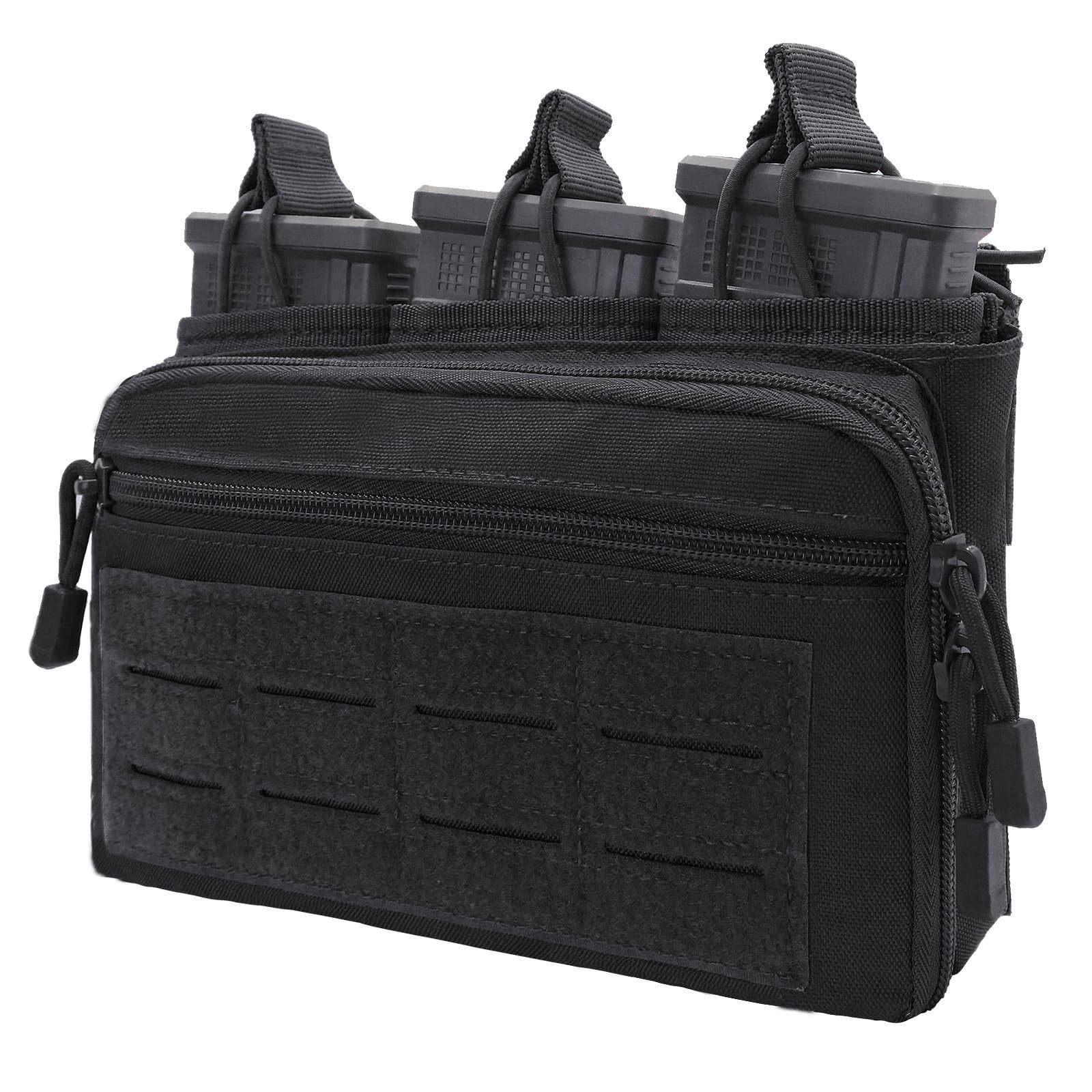 Tactical Mag Admin Pouch Molle Mag Pouch, Open Top Single/Double/Triple Magazine Pouch Holder Carrier for M4 M16 AK AR Glock M1911 92F 9mm Molle Utility Tool Pouch Medical EMT Organizer Black