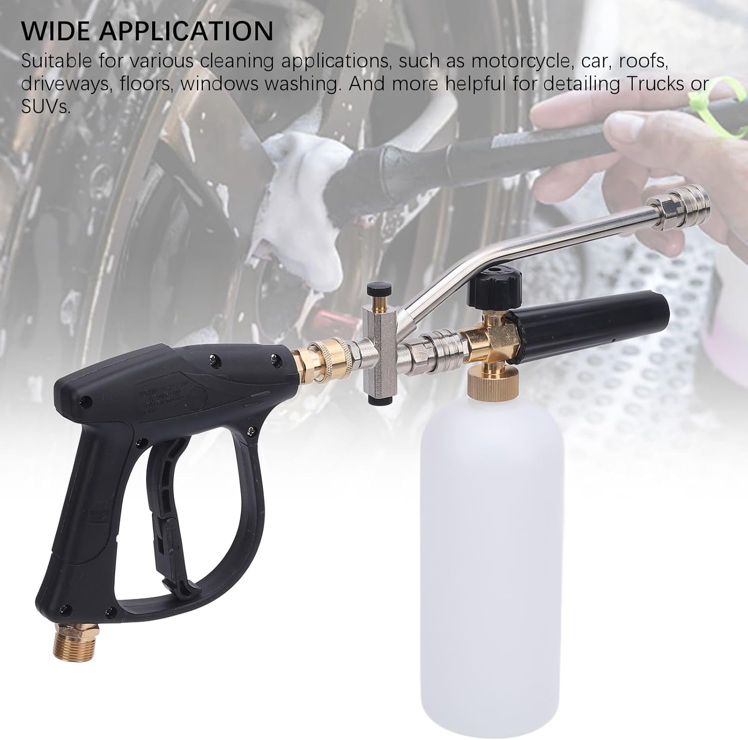 Fabater Pressure Washer Foam Cannon Gun Kit, Short Pressure Washer Gun for Car Washing and Cleaning Dual Connector Accessory, 1/4 Quick Connect, 4000 PSI