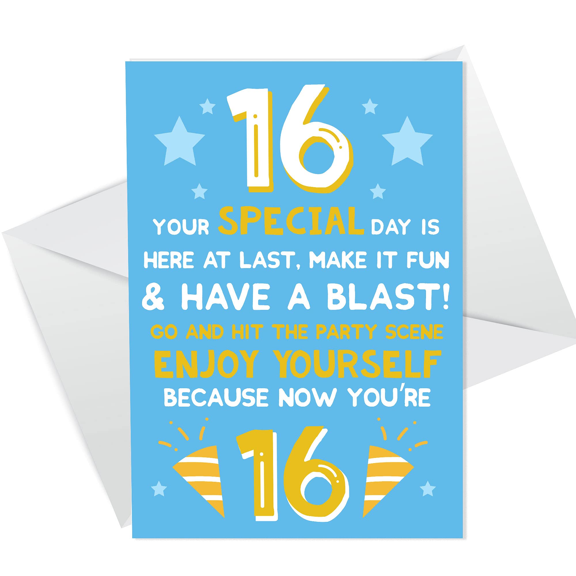 Funny 16th Birthday Card For Him Her Daughter Son Grandson Granddaughter