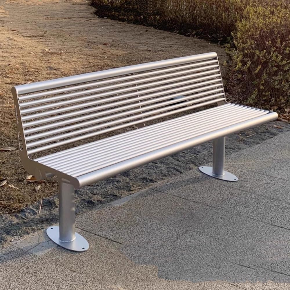 Outdoor Garden Bench Garden Outdoor Backrest Benche, Stainless Steel Seating, Patio Leisure Chair Park Bench(Small)