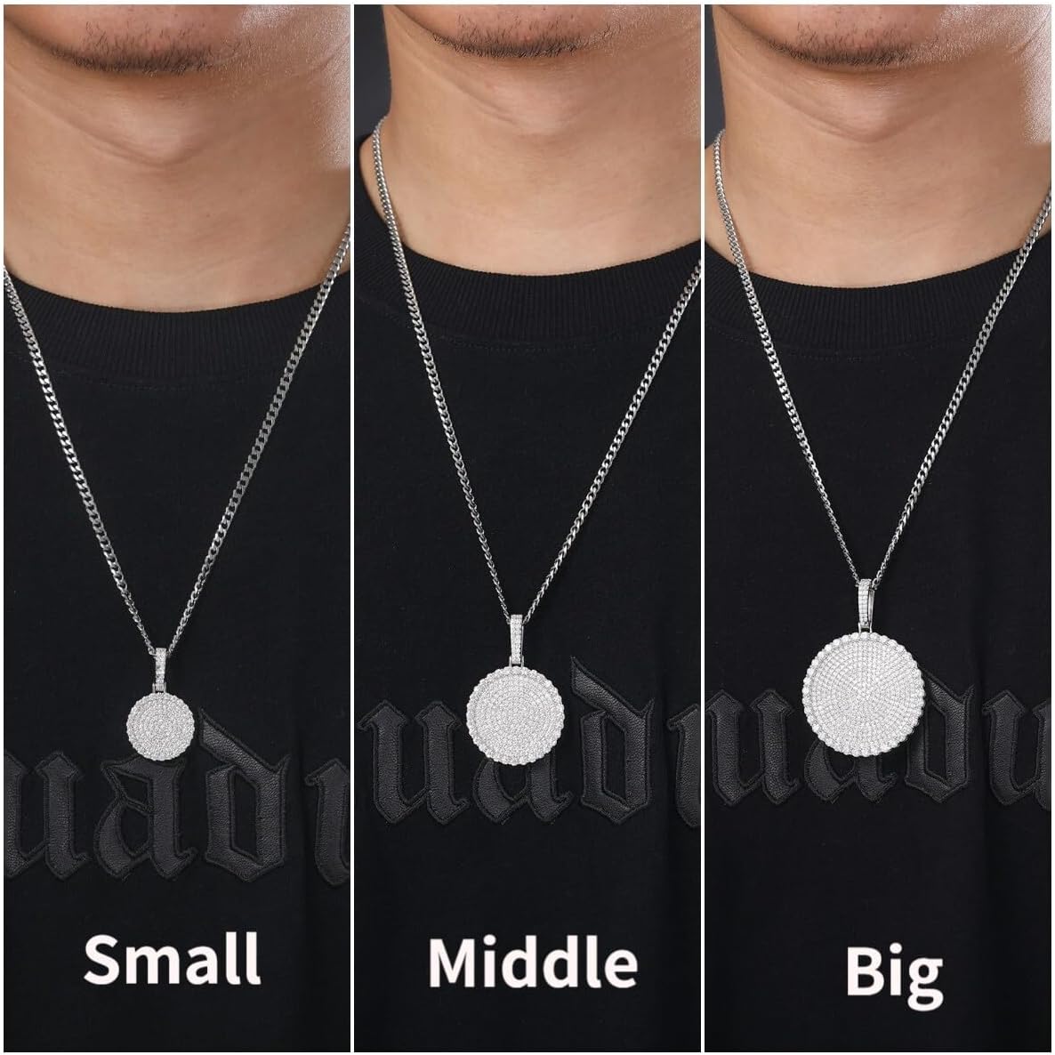 925 Sterling Silver Iced Out Moissanite Pendant For Men 18k Gold Plated Hip Hop Round Tag Pendant Necklace Bling Diamond Necklaces With 18/20/ 24/30 Inches Tennis Chain Birthday Gift - Image 8