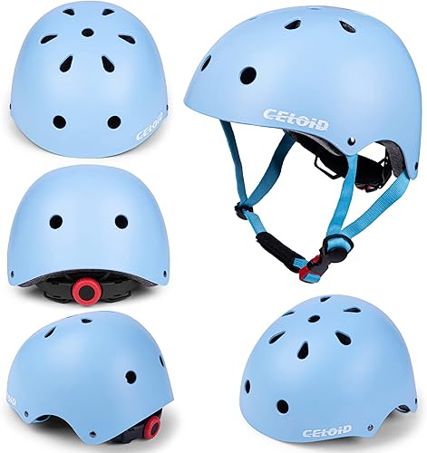 Miniatura 9 de CELOID Juego de almohadillas para casco para niños, ajustable, para patineta, bicicleta, rodilleras y coderas, muñequeras de 3 a 5 a 8 años, equipo