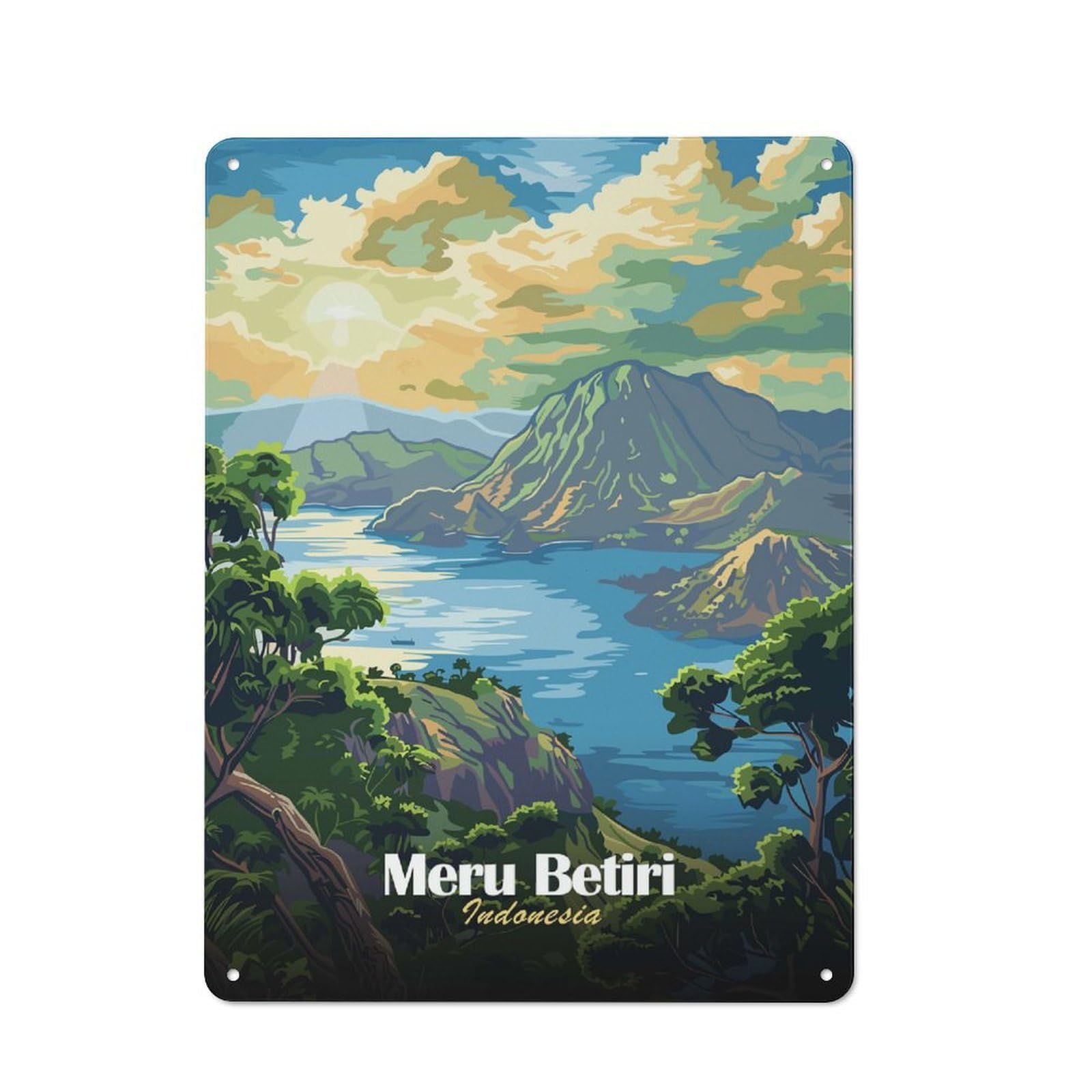 Junmoney Style-19 Meru Betiri National Park, Indonesia Tin Sign 40X30cm For Workshop Wall, Vintage Wall Decor, For Metal Sign Collectors, For Garage And Workshop Walls