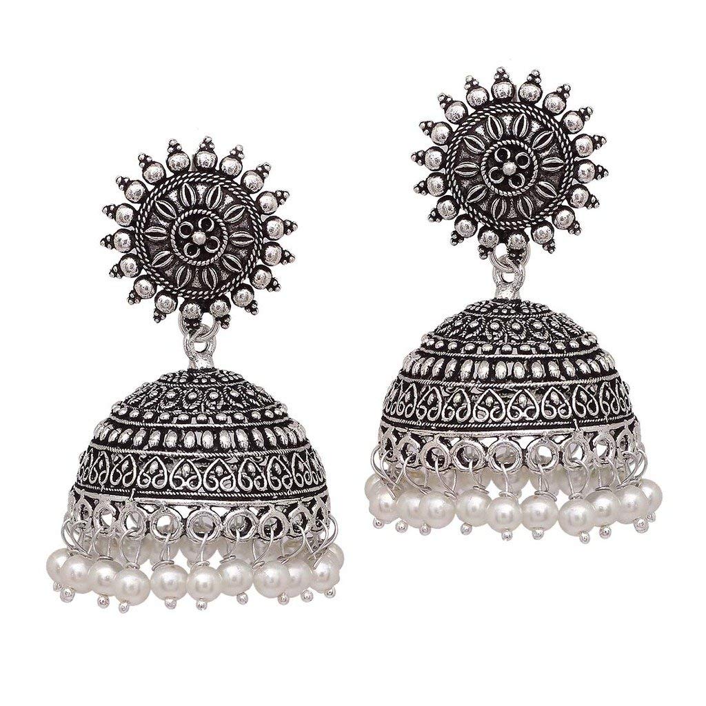 HANIYA Oxidised Silver Plated Jhumka Jhumki Earrings Jewelry for women (B09PCY7BL9) Amazon Price History, Amazon Price Tracker