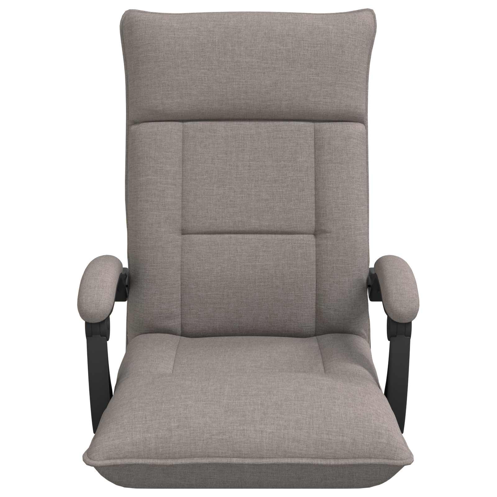 Krzesło podłogowe z materiału taupe 66 x 66 x 80 cm z regulowanym oparciem i podłokietnikiem, składane, ergonomiczne, do salonu, czytania, jogi, biura, gier