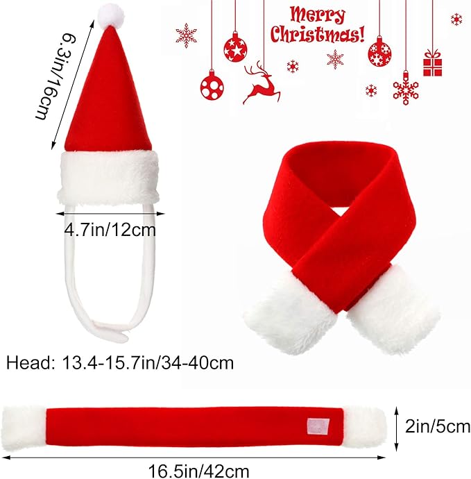 SATINIOR 6 Piezas Gorro y Bufanda Navidad para Perros y Gatos miniatura 7
