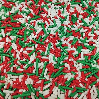 Senchanting Christmas Red Green White Jimmies Sprinkles, Edible Sprinkle Mix, Birthday Jimmy Sprinkles Toppers for Decorating Baking Cupcakes Cake Cookies Ice Creams Candy 78g/ 2.75oz