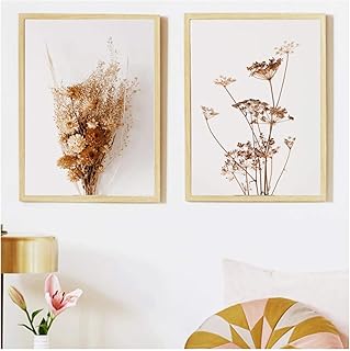 MENGX Stampa su Tela con Piante, Poster di Quadri con Foglie di Fiori secchi, Decorazioni per la casa del Soggiorno 40x60 cm Senza Cornice 2 Pezzi