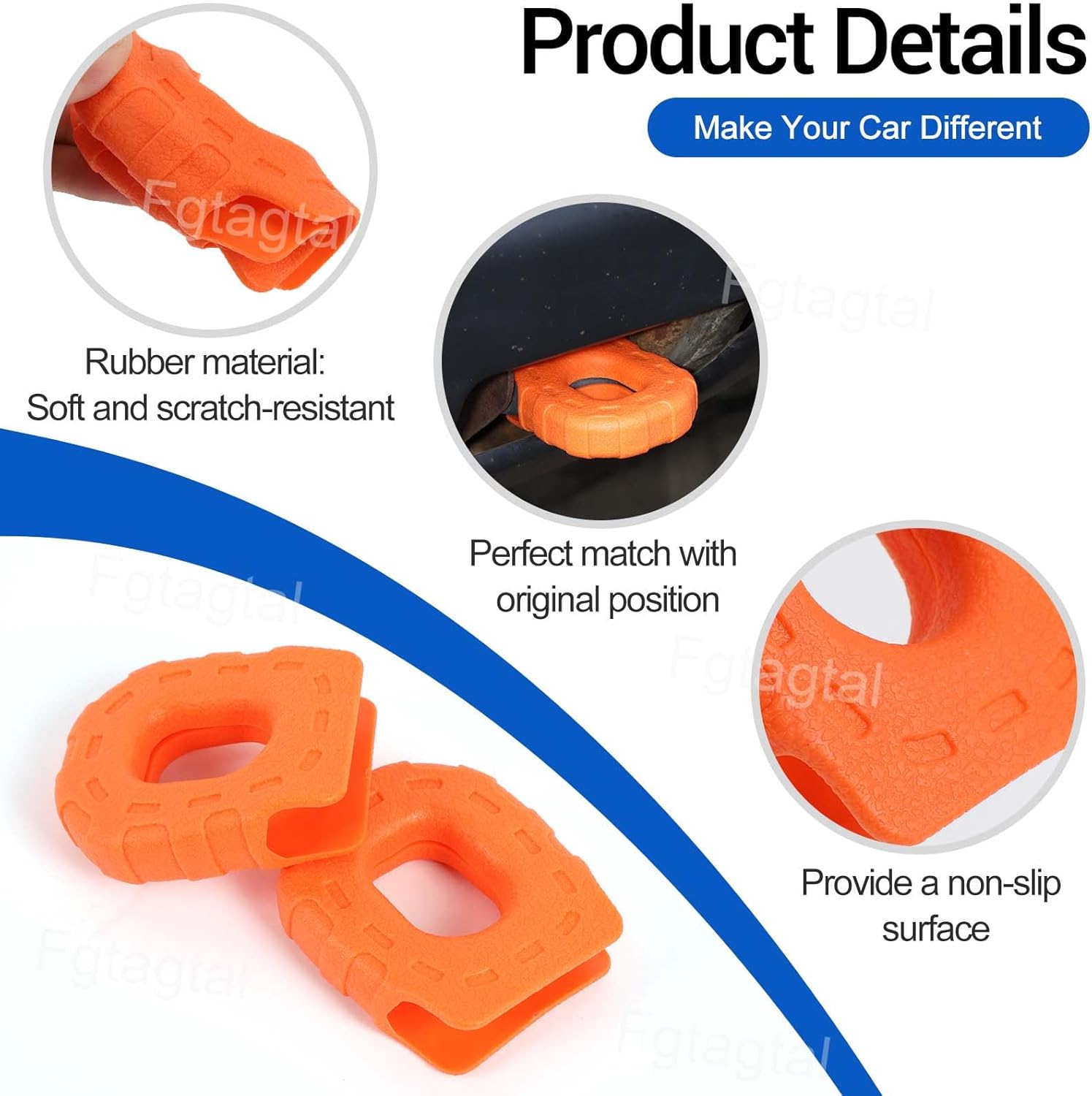 Tow Hook Cover Compatible with Hummer H2 2003-2009, Front Bumper Tow Hook Protector Rubber Cover Exterior Trailer Hitch Protection Accessories, 2PCS (Orange)