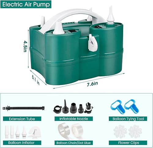 Miniatura 8 de Bomba de aire eléctrica 3 en 1 para inflables y globos, inflador de doble boquilla para flotadores de piscina, llenado rápido, ahorra tiempo