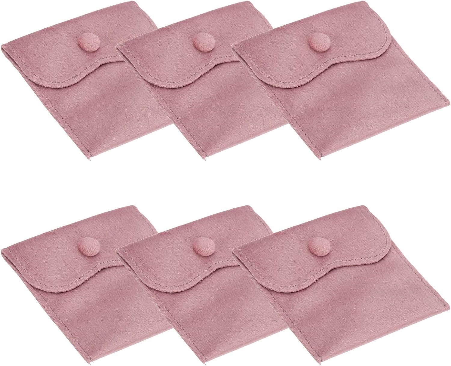 PATIKIL 4x4 Inch Velvet Jewelry Pouches, 6 Pcs Jewelry Packaging Gift Bags with Snap Button for Bracelet Necklace Rings Watch, Pink