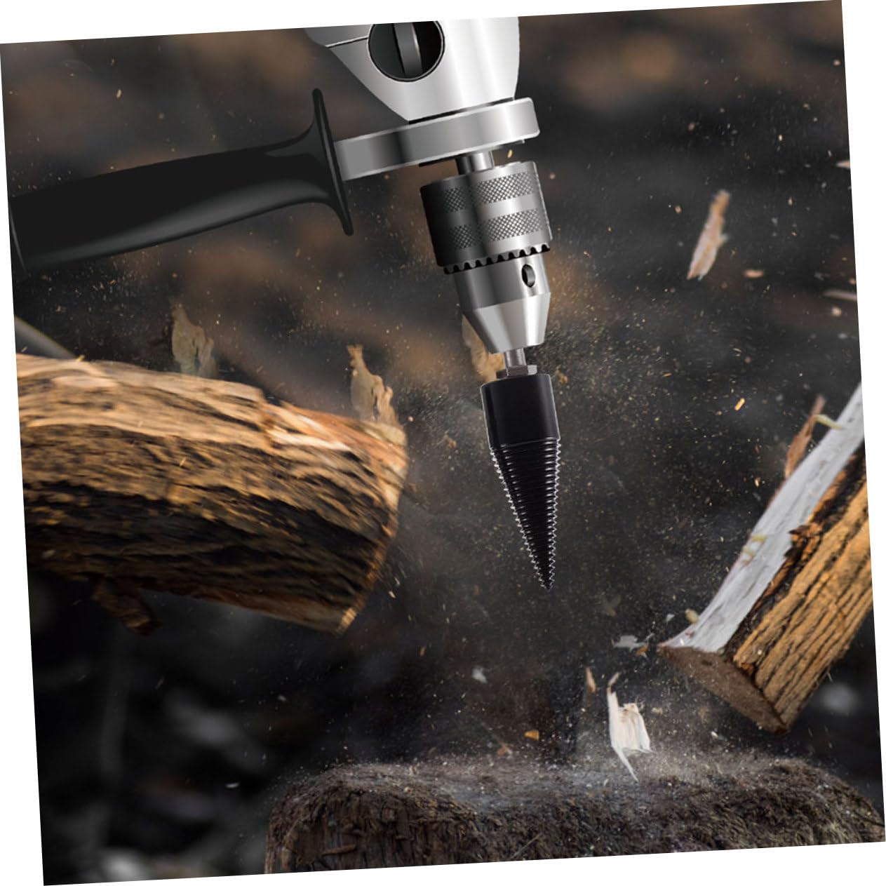 BESPORTBLE 3 Pz punta da trapano per spaccalegna Fenditrice tronchi elettrica spaccalegna elettrica spaccalegna per legna da ardere punte da trapano industriali spaccalegna in legno Black