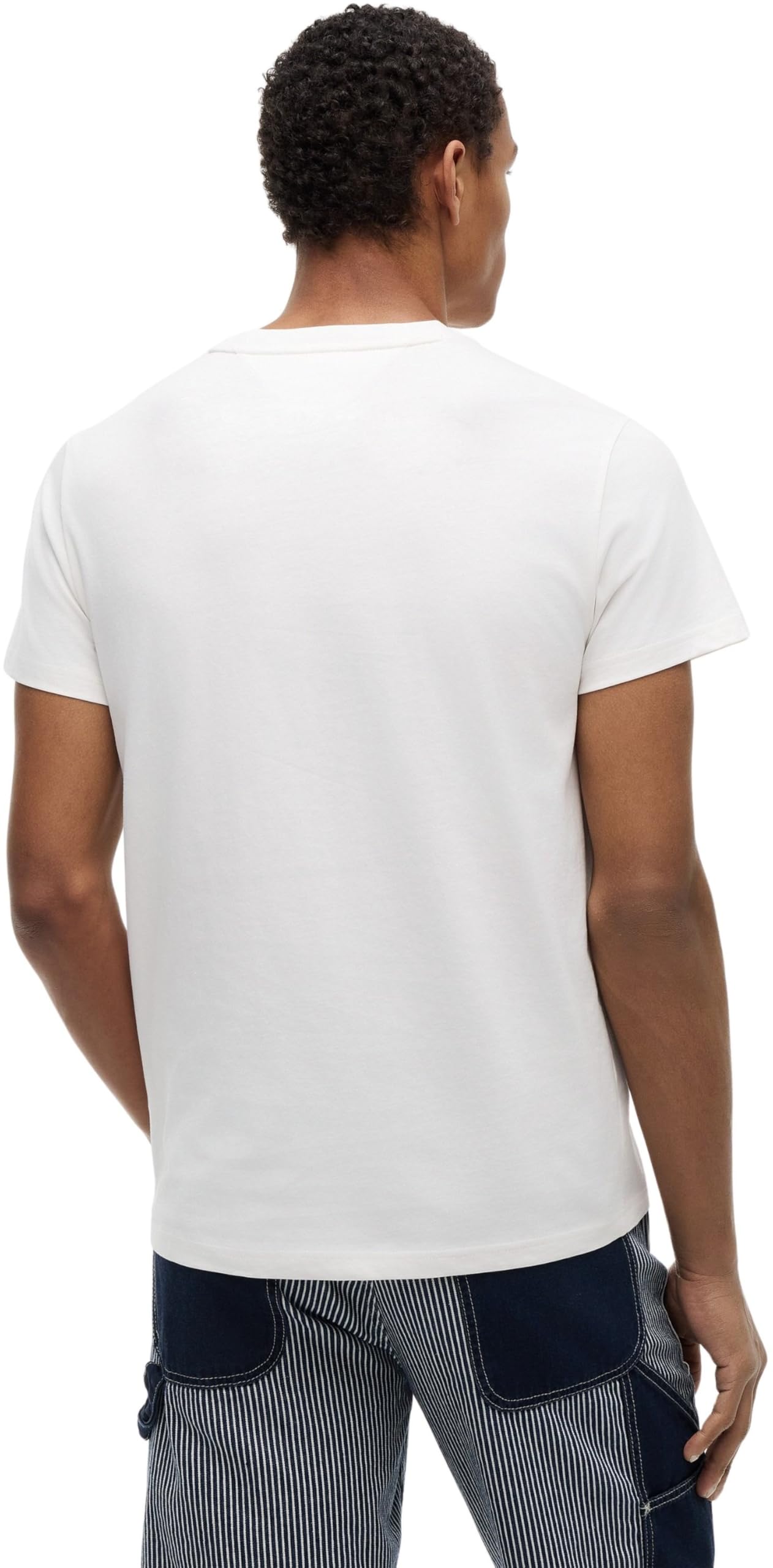 Tommy Jeans Herren T-Shirt Kurzarm Slim Sign Chest mit Logo, Elfenbein (Ancient White), 4XL – Ansicht 2