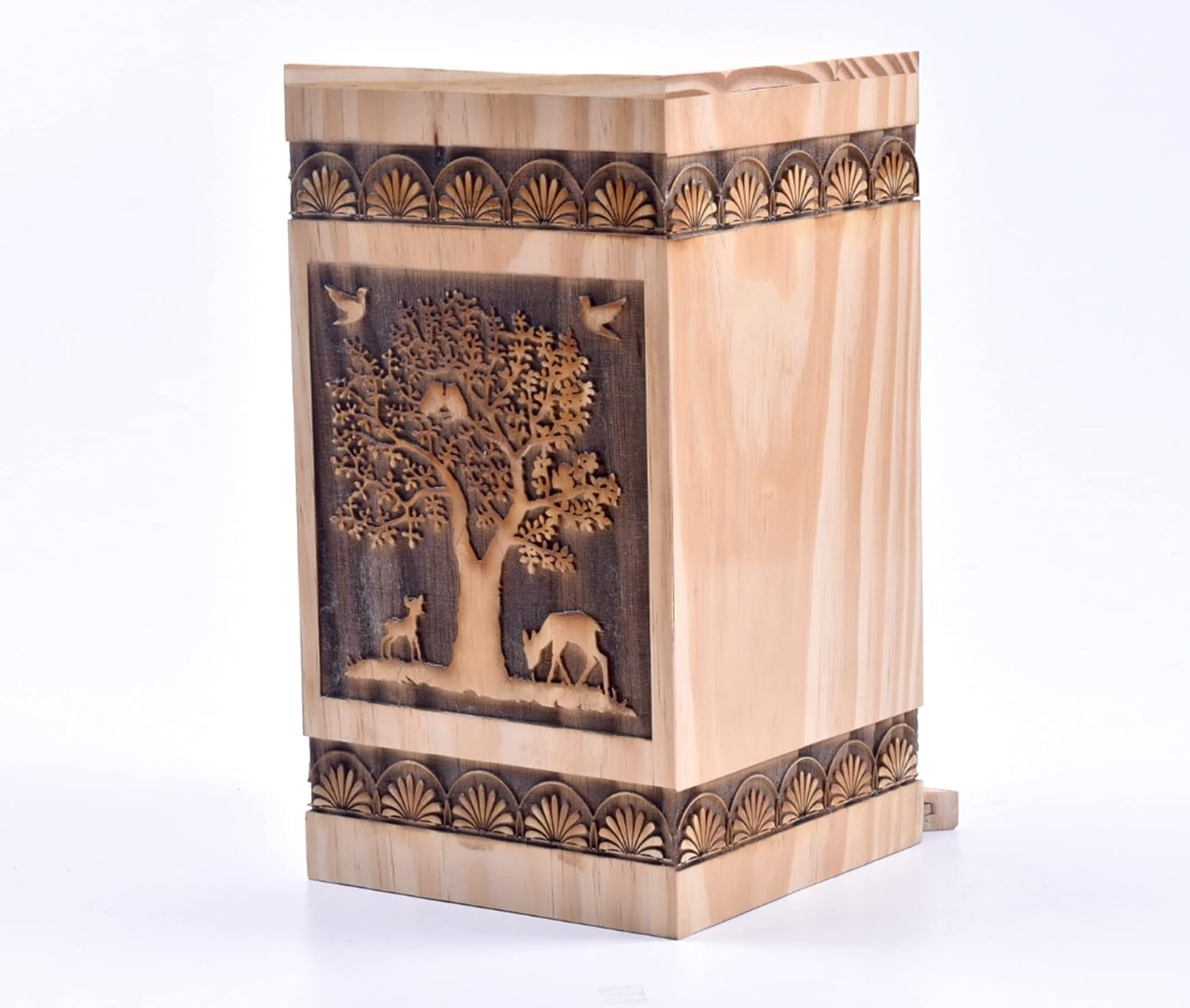 Tamanna Pinewood Urn For Human Ashes - Tree Of Life Wooden Box - Personalized Cremation Urn For Ashes Handcrafted Large Wooden Urn Box (K(5X3”) 06Cu)