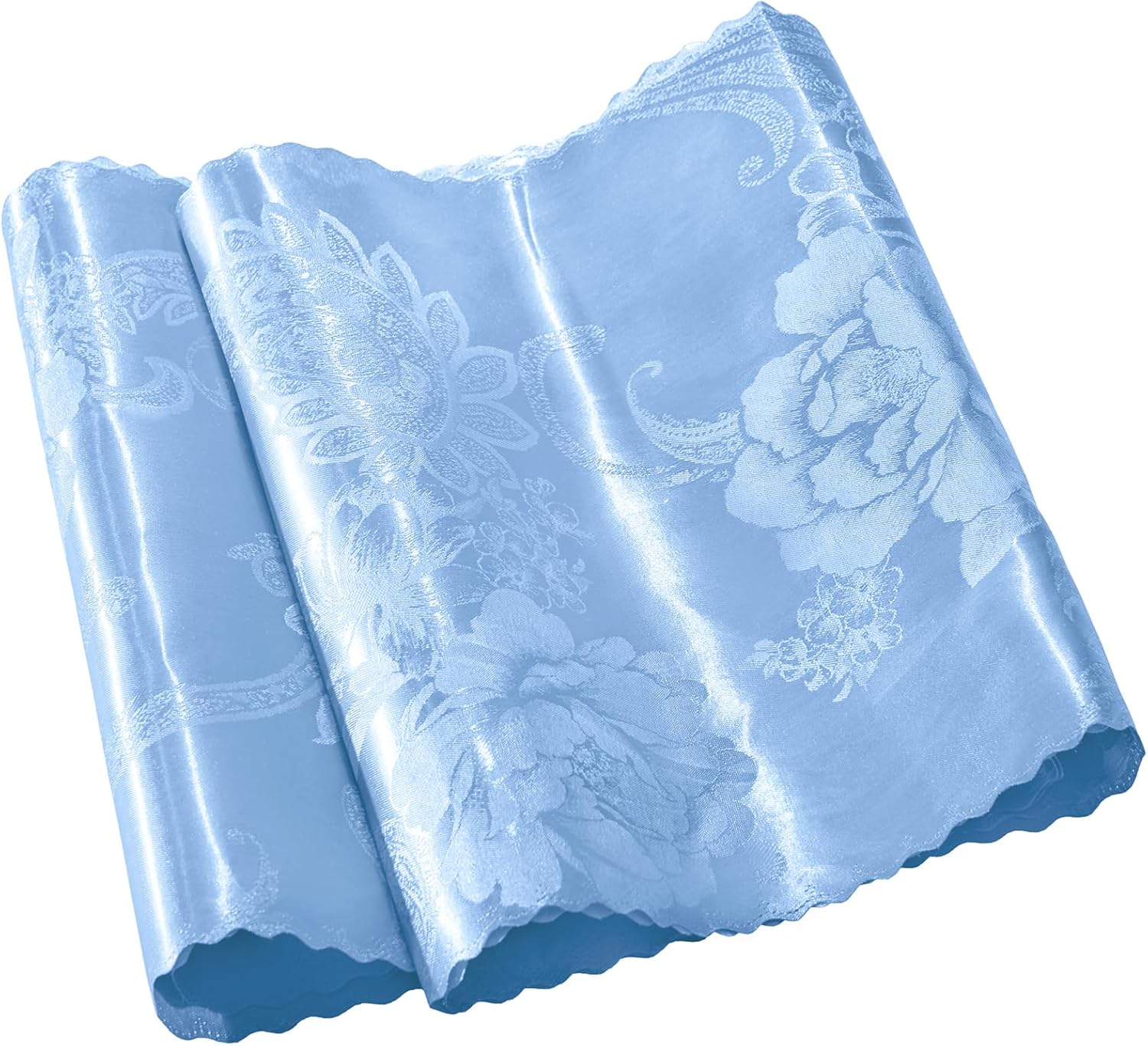 KKJIAF 2 Pack Light Blue Satin Table Runners 12 x 108 Inch