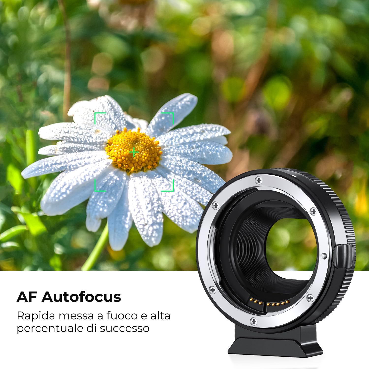 K&F CONCEPT Compatibile con Canon EF/EF-S su EOS M Adattatore Auto 2a Generazione in Metallo con AF con Cappucci Protettivi