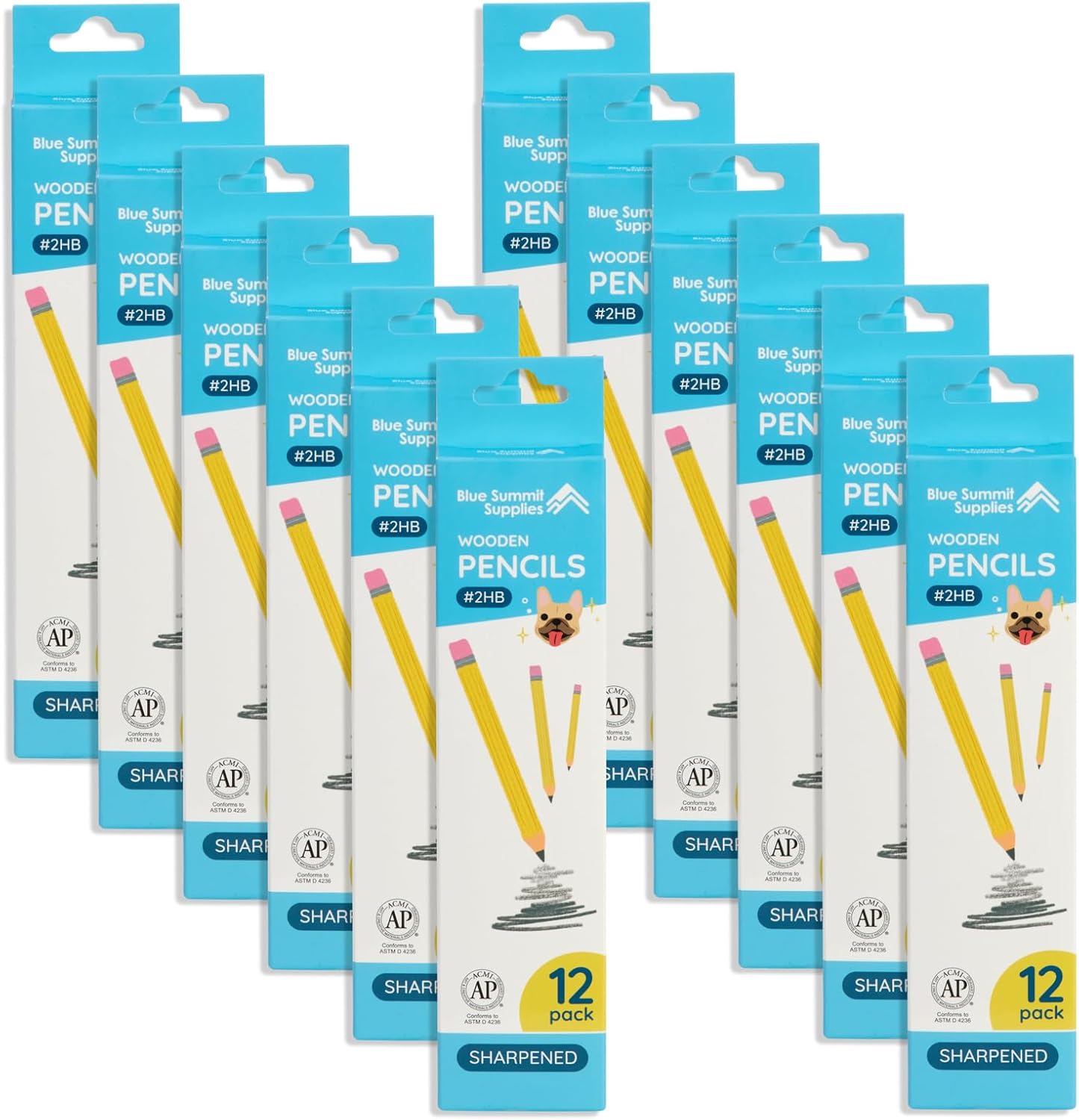 Blue Summit Supplies 144 Pack Presharpened Pencils #2 Bulk, Wood-Cased 2HB Pre Sharpened Number 2 Pencils Bulk for Students and Classroom Use, 12ct, 12 Boxes