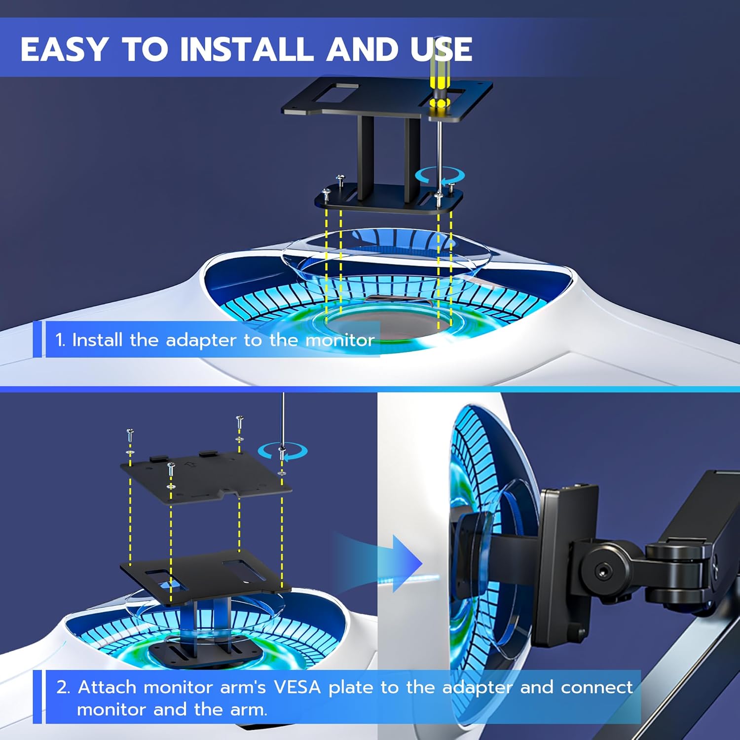 ARES WING Wall Mount Monitor Arm & VESA Adapter for Samsung Neo G9, G65B, G70A, G75T, G85NB, CRG9, CHG9, CHG90, and Odyssey G9 Monitors