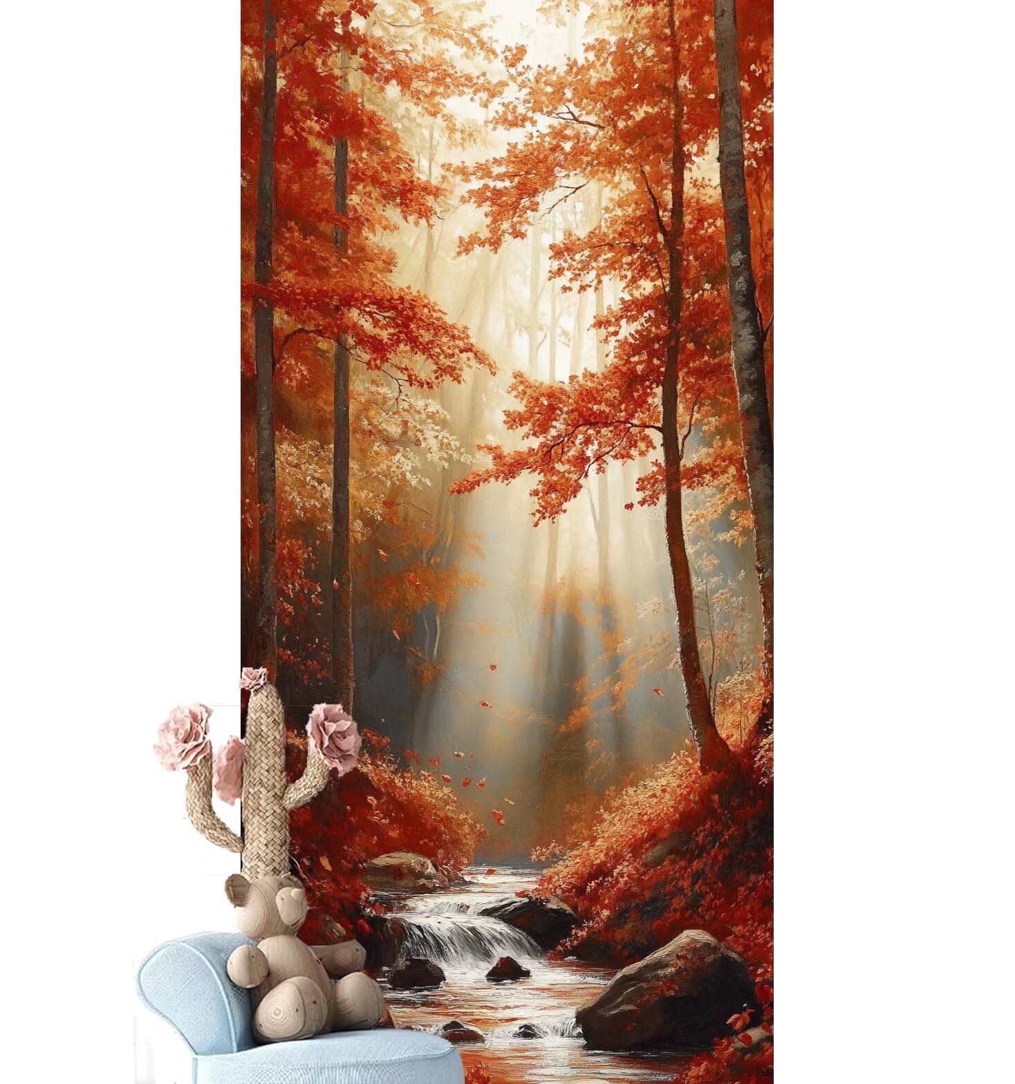 Dipingere con i Numeri per Adulti Bambini,Paint by Numbers con Pennelli Pittura a Pigmento Acrilico,Fai Da Te pittura di Numeri Kit Decora la casa Regalo (Senza Cornice)- Foresta,Albero 90x260cm V-857