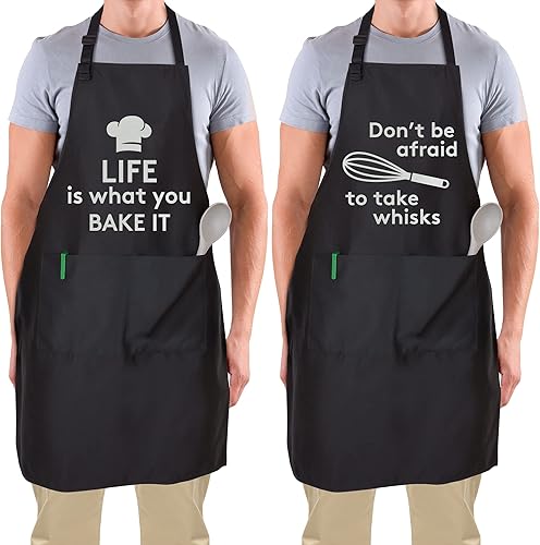 Zulay 2-Pack Funny Aprons - Cooking Gifts For Girlfriend