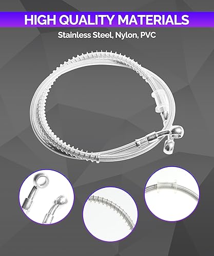 Miniatura 5 de RACOONA 39.37 pulgadas de longitud de la línea de freno hidráulico de la motocicleta tubo de manguera de aceite cable trenzado de acero inoxidable,