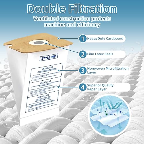 Miniatura 3 de Paquete de 20 bolsas de vacío estilo MM para aspiradoras Eureka Mighty Mite serie 3670 y 3680, sustituye a las bolsas de vacío 60295, 60295A, 60297A