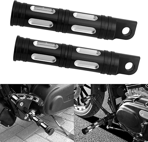 Miniatura 9 de NTHREEAUTO Reposapiés de montaje macho, clavijas de pasajero de palanquilla CNC negras, pedales de reposapiés de motocicleta compatibles con Harley