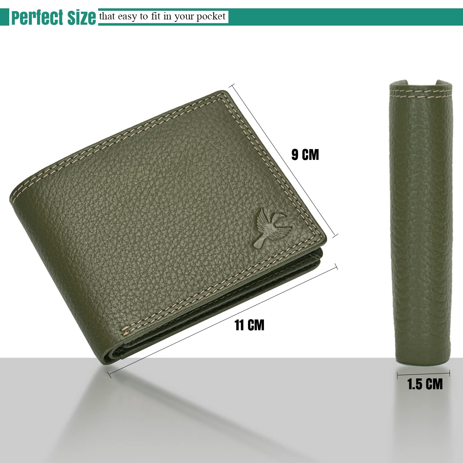 HORNBULL Kane Green Rambler RFID Blocking Leather Wallet for Men - Image 5 thumbnail