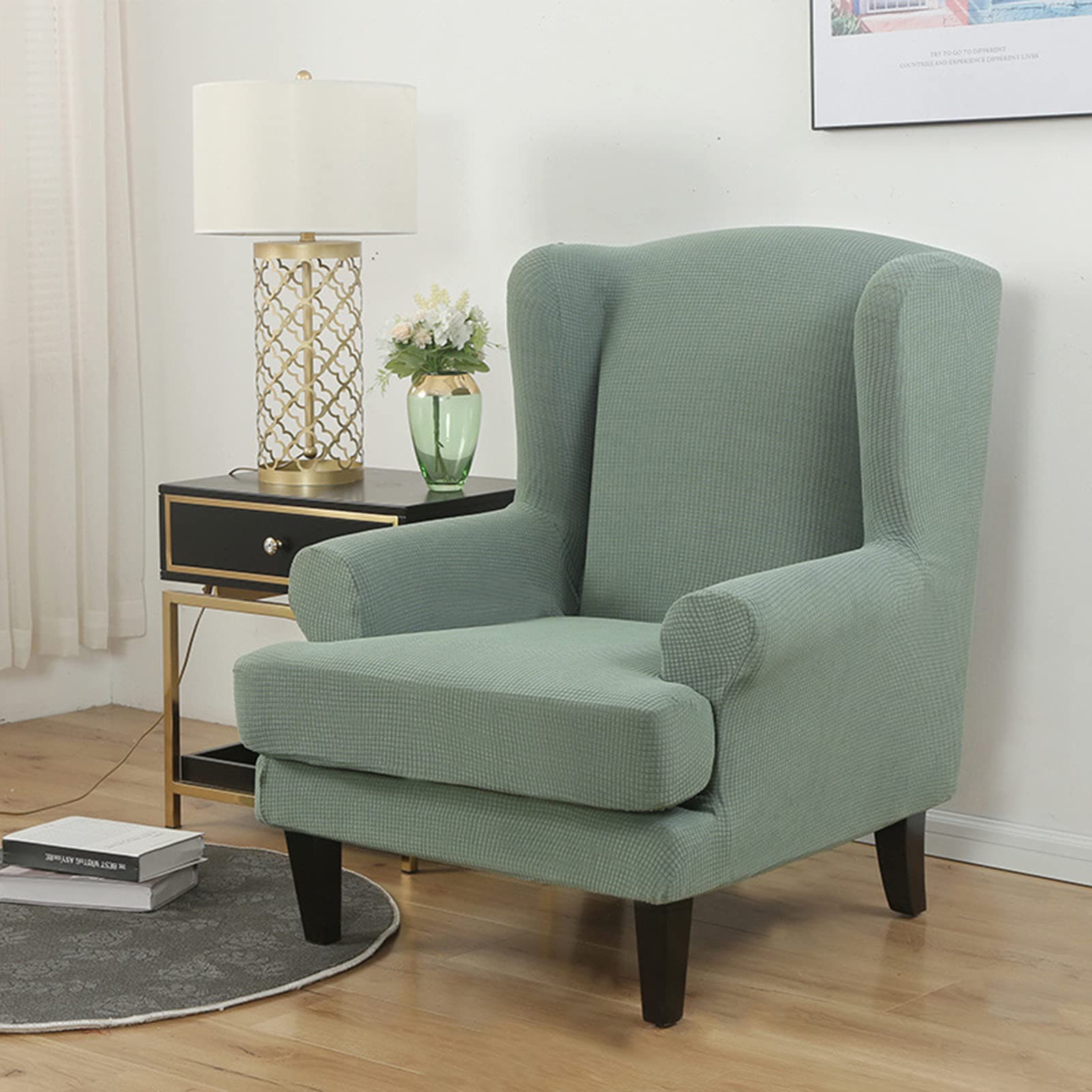 Fundas para sillón orejero que evitan arrugas y deslizamientos gracias a su tejido elástico de 2 piezas