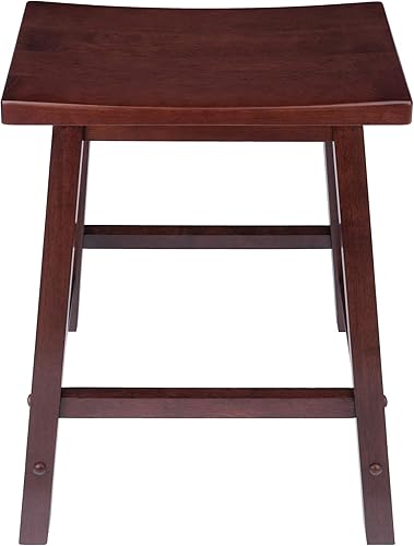 Miniatura 5 de Winsome Satori - Taburete de mostrador con asiento de sillín para cocina, 24 pulgadas, nogal Nogal,Natural,Negro
