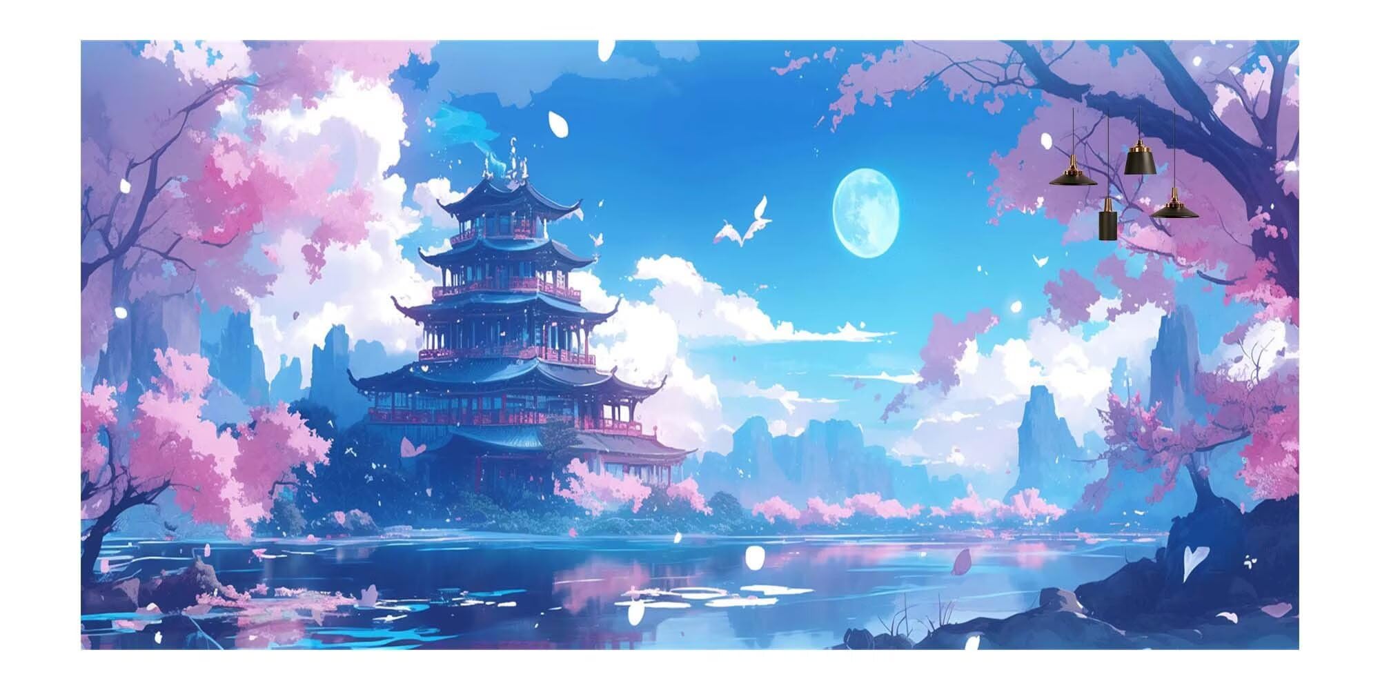 Japon Diamond Painting Paysage Diamond Painting Enfant Broderie Kit Complet,5D Peinture Diamant Point de Croix Cristal Artisanat,DIY Tableau Strass Diamant Canevas Débutant Kit,Decor 50x100cm M-Y672