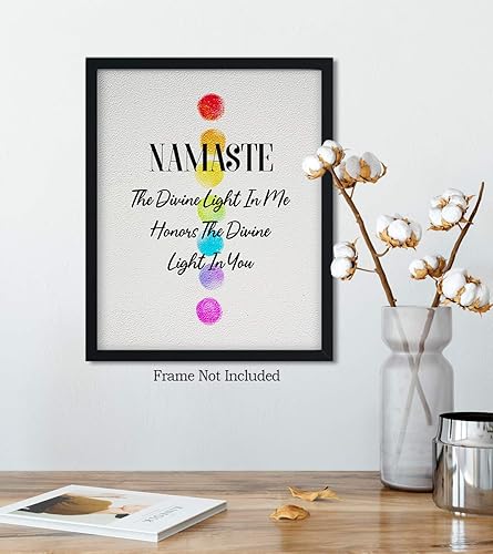 Miniatura 4 de NAMASTE - La luz divina en mí honra la luz divina en ti - Impresión artística sobre un fondo gris claro - 8x10 sin marco con temática de meditación,