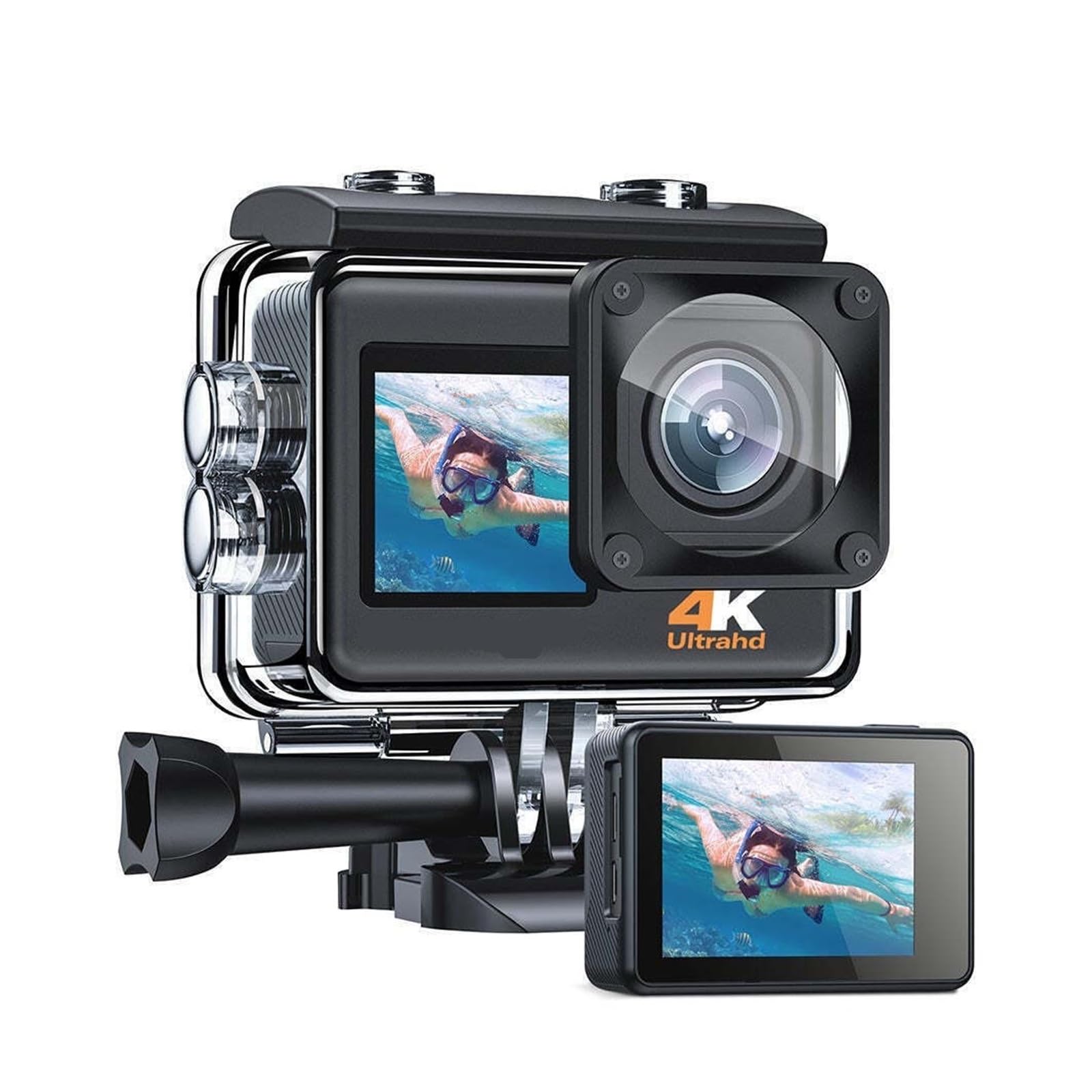 Videocamera for azioni sportive 4K doppio schermo 24MP 30FPS 40M telecomando subacqueo impermeabile videocamera EIS anti-shake 170°