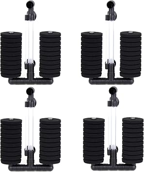 AQUANEAT 4 Pack Double Bio Sponge Filter, for Fry, Betta, Shrimp, Nano, Aquarium Fish Tank