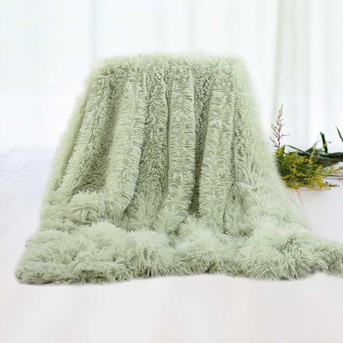 TOYANDONA Coperta Morbida in Pile per Letto, 130x160 Cm, Verde