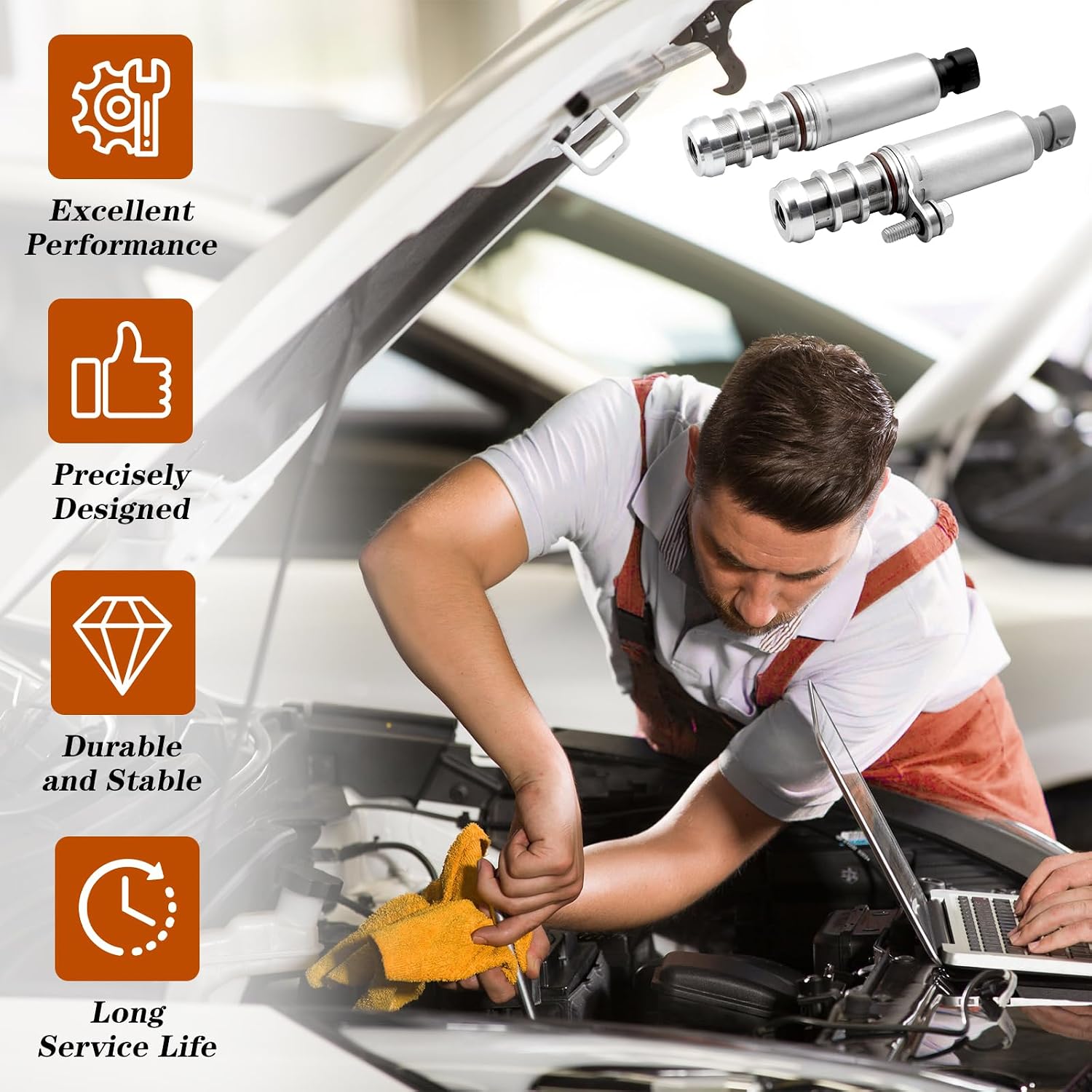 VVT Intake & Exhaust Camshaft Position Actuator Solenoid Valve Kit, Compatible with Captiva Sport Cobalt Equinox HHR Malibu Orlando Regal Sky Solstice Terrain Verano Vue, Replace# 12655420 12655421