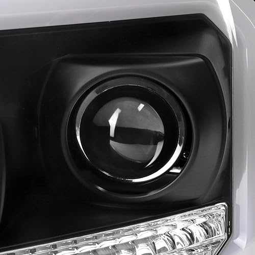 Miniatura 7 de Spec-D Tuning Faros delanteros de proyector de barra LED negra compatibles con Ford F-150 2004-2008, Lincoln Mark LT 2006-2008, conjunto de faros