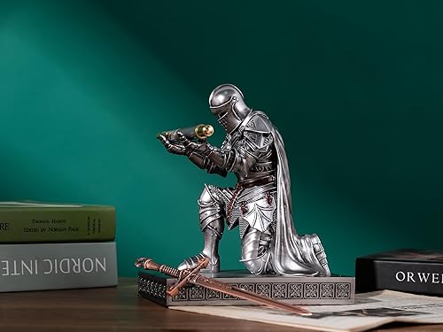 Miniatura 4 de King's Guard Leader Cloak Warrior Knight - Soporte para teléfono celular, estatua de caballero adorno, pisapapeles con un abridor de letras de